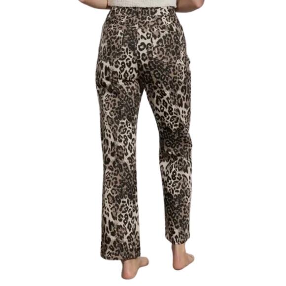 Papermoon Leopard Print High Rise Jeans Wide Leg Cropped Size Medium NEW - Picture 3 of 7